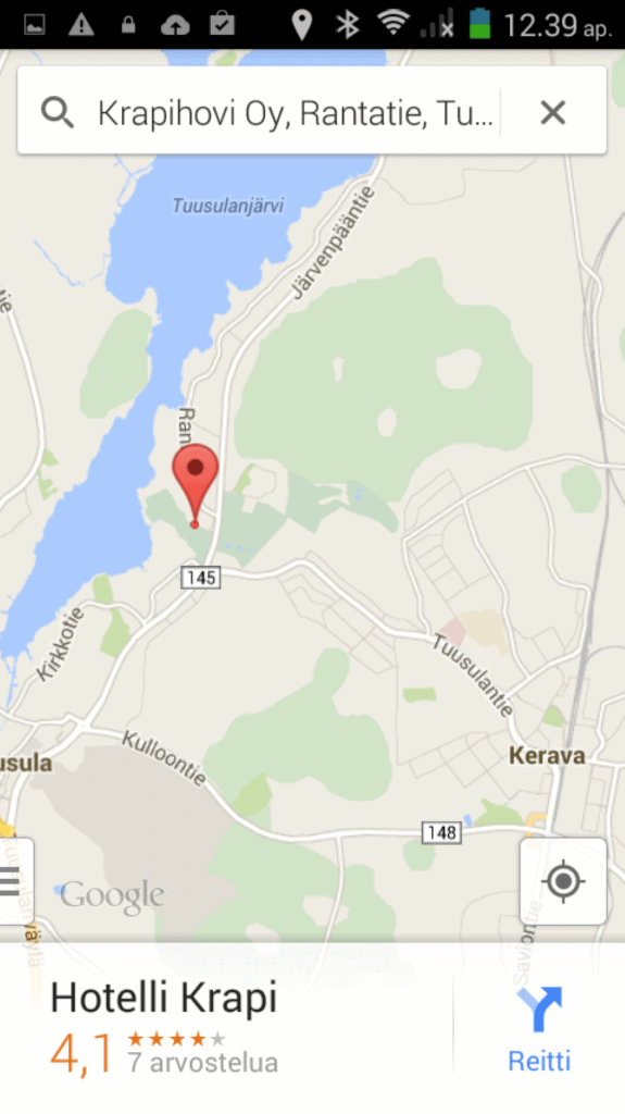 Aloitusruutuun, yhden liu'utuksen päähän voi laittaa vaikka Google maps -karttasovelluksen.
