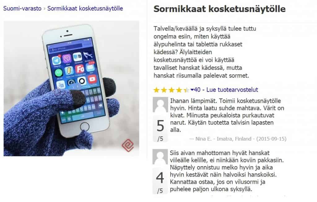 Hanskat, millä voi tekstailla ja käyttää tablettia / älypuhelinta ilman, että sormet jäätyvät. Hinta vain 8,95€