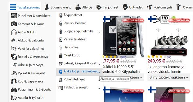 Selaa tuotteita helpommin
